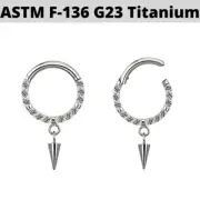 Spike Dangle CNC Set Gems Hinged Segment Ring Hoop Helix Septum Titanium Clicker
