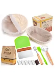 Banneton Bread Proofing Basket Sourdough Kit Set , 9” Round + 10” Oval + Tools