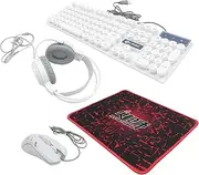 RGB Gaming Keyboard Mouse Set Backlit Keyboard Headset and Mouse Pad in White