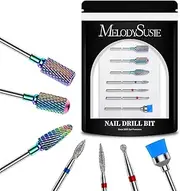 MelodySusie Ceramic Tungsten Carbide Diamond Nail Drill Bits Set 7pcs, Professional Acrylic Nail File Drill Bit, Nail Art Tools for Manicure Pedicure Cuticle Gel Nail Polishing