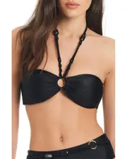 Red Carter Shine Solids Bandeau Swim Top