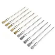 10Pc Stainless Steel Brass Wire Brush Pen Set 3mm lengthen Shank For Rotary Tool