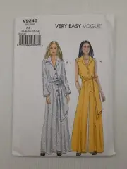 Vogue Sewing Pattern 9245 V9245 Jumpsuit 2 styles Sash Pattern Size 6-14 NEW