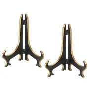6" Acrylic Plate Stand Holder, 2 Pack Foldable Frame Holder Black Gold