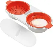 Microwave Egg Poacher, 2 Cavity Egg Cooker Microwavable Egg Steamer Cookware Double Layer Egg Cooker Maker for Egg McMuffin Breakfast Sandwiches Boiled Eggs Easy to Cook (Orange)