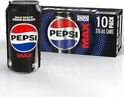 Pepsi Max Zero Sugar Soft Drink Can, 10 X 375ml