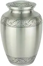 Classic Laurel Pewter Brass Cremation Urn for Ashes - Extra Large, Brass, Gray Companion Urn, XL Adult Sized, 11.625 Inches High