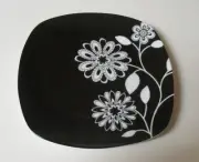 Oleg Cassini Artists Fleur Set of 8 Square Salad Dessert Plates Black White NWT