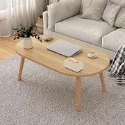 [Hbluefat] Coffee Tables, 31.5In Oval Shape Sofa Center Tables, Modern Low Table,Wooden Tea Table for Small Space, Home, Office, Living Room (Wood)