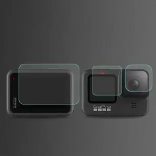 GoPro【HERO 9 HERO10 專用 鋼化玻璃保護貼 3片組】9H 鏡頭保護貼 螢幕保護貼 靜電抗刮【中壢NOVA-水世界】【APP下單4%點數回饋】