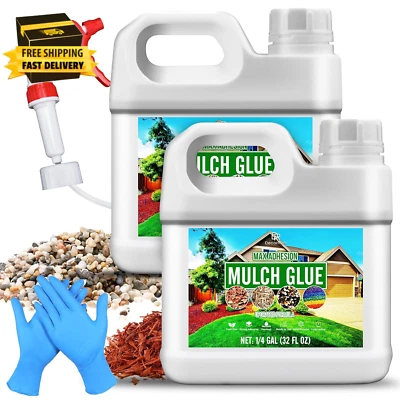 Mulch Glue - 64Oz Concentrate Gravel Glue, Strong Mulch Lock Landscape Adhesive