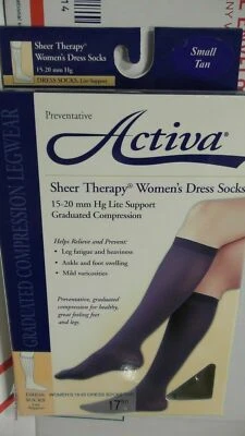 Activa Sheer Therapy 15-20 mmHg Women's Socks, Small Tan