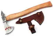 Custom Handmade Axe Hunting Carbon Steel & Ash Wood Handle & Leather Sheath