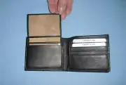 NEW Mens ID Bifold Billfold Leather Wallet - Black - unbranded