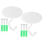 2Pcs 2.5" x 2.8" Ceiling Hook Wall Mounted Hanger Hooks White