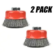 2 PCS 3 Inch Twisted Crimped Wire Cup Brush Set For Angle Grinders,5/8"-11 UNC