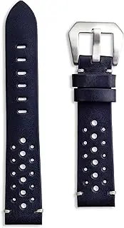 [Buckle & Stitch] Leather Rally Handmade Watch Strap - Perforated Racing Style Watch Band – Black Dark Brown Tan Navy Blue – 20mm 22mm 24mm – Spring Bars and Tool Included - Replacement Strap