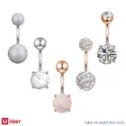 5PCs Belly Rings Navel Bars Surgical Steel Barbell Stone Body Piercing Jewellery