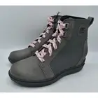 Sorel Women Size 9 Evie II NW Lace Quarry Grill Waterproof Wedge Booties Boots