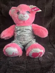 NWT Build A Bear Barbie Movie Pink Stuffed Plush 2023 With Sequence Suit Silver