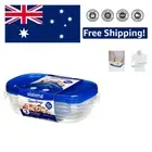 Set of 3 Clear 950ml Food Storage Containers with Blue Lid – Microwave Safe