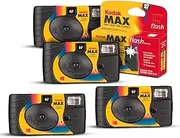 Kodak Kodak Max One-Time Use 35mm Film Camera (ISO-800) with Power Flash, 27 Exposure - 4-Pack Disposable Camera