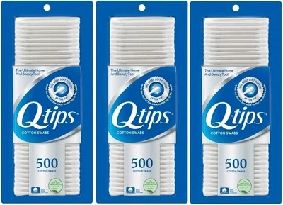 Q-tips Cotton Swabs, 500 Count (Pack of 3)