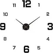 3D DIY Luminous Dial Drill-Free Acrylic Frameless Silent Wall Clock with Number Stickers for Living Room Office Bedroom Modern House Decoration Black 80-130cm
