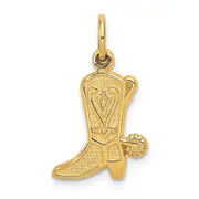 14K Yellow Gold Cowboy Boot Charm