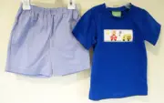 NWT Classic Whimsy Royal Blue Smocked School Bus Short Outfit Boy's Sz 24 Months