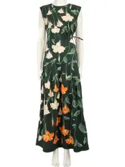 Green Floral Cut Out Dress