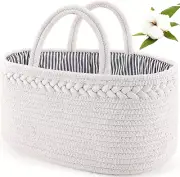 Baby Diaper Caddy, Nursery Storage Bin and Car Organizer for Diapers Wipes, Cott