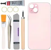 Yuntunele Back Covers Glass Replacement Compatible with iPhone 15 Plus 6.7 inches All Carriers with Professional Tool Set (Pink)