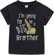 [Amberetech] Little Boys Promoted to Big Brother Print T Shirt Tops, I’m Going to Be a Big Brother Tees as Gift