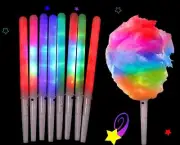1x Glowing Marshmallows Sticks Colorful LED Glow Sticks Cotton Candy Cones Tube