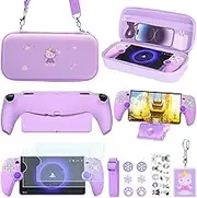 GUTIAL Accessories kit for Ps Portal - Cute Kawaii Accessories Bundle for PS5 Portal with Carry Case Protective Cover Case, Screen Protector, stand for Sony Playstation Portal Remote Player - Purple
