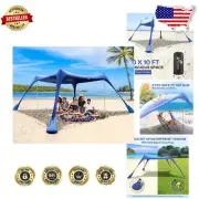 Lightweight 10x10FT Beach Shade Canopy with UPF 50+ for Ultimate Sun Safety