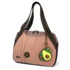 New Chala Shoulder Bowling Zip Tote Large Bag PINK Pleather AVOCADO Coin Purse