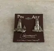 Beautiful Vintage NOS W Tag JJ Jonette Lighthouse Pins Pin Art Spoontiques