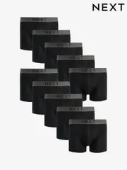Black 10 pack A-Front Pure 100% Cotton Boxers (206496) | $80