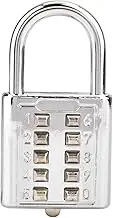 Padlock, Lock Tactile Button Combination Padlock, 10 Button Combination Padlock, 10 Digit Push Button Combination Padlock, 5 Locking Mechanism Bit Key Lock for Luggage, Cabinet