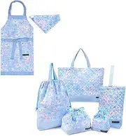 COLORFUL CANDY STYLE NT608900 Kindergarten Entrance 6-Piece Set, Lesson Bag, Shoe Case, Drawstring Bag, Gymnastics Clothing Bag, Lunch Bag, Cup Bag, Small Compartment, Apron, 130-160, Moonlight