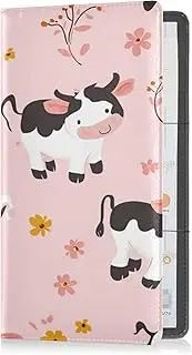 Leather Registration and Insurance Card Holder Men Women Auto Truck Comparment Accessories Case for Documents, Cards, License Cartoon Cute Cow