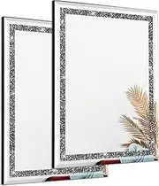 Ruomeng Rectangular Wall Mirror Crystal Crush Diamond Mirror for Home Decor Accent Mirror for Bathroom, Entryway and Bedroom, 12''x16'' -2pcs, Silver