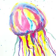 Shimmer Jelly Original Wall Art Watercolor Jellyfish Painting Matted Frame Ready