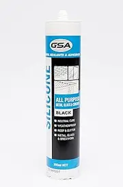 GSA All Purpose Silicone Neutral Cure Adhesive Sealant, Black, 300 ml