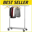 Collapsible Chrome Clothing Rack with 360° Swivel Casters - 150 lb Capacity