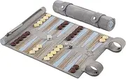 Melia Games Backgammon Rolling - Travel Backgammon Made from Finest Nubuck Genuine Leather with Handmade Wooden Tiles (Champagne)