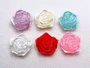 125 Mixed Color Acrylic Pearl FlatBack Rose Flower Cabochon 18mm Scrapbook Craft