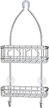 SimpleHouseware Shower Caddy Hanging Organiser with 2 Hooks and Non Slip Plastic Grip, Stanless Steel